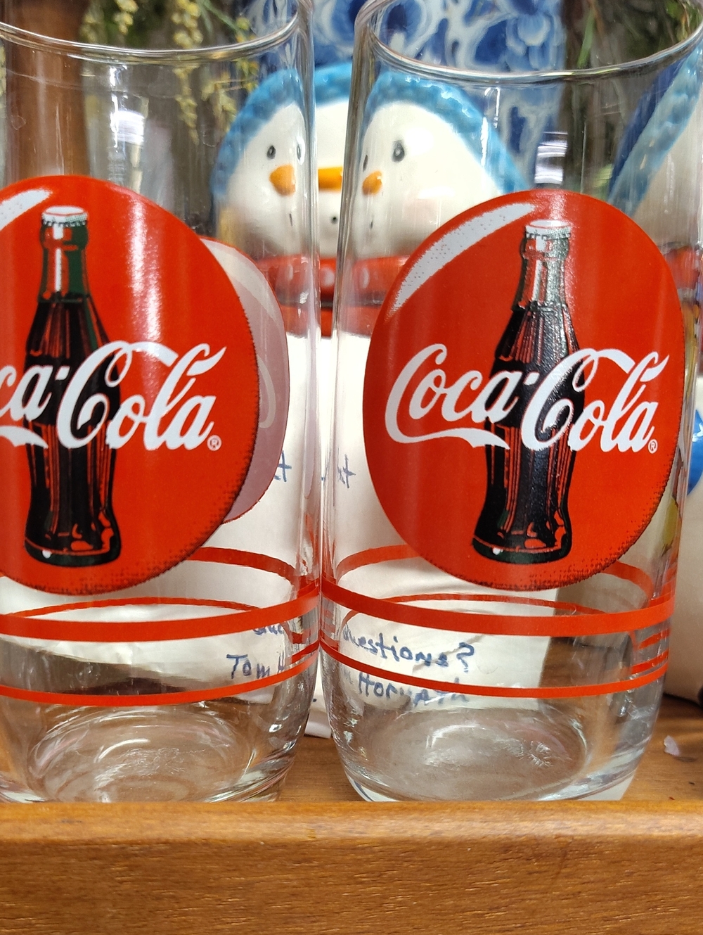 Coca-Cola Clear Glasses with Red Logo and Stripes